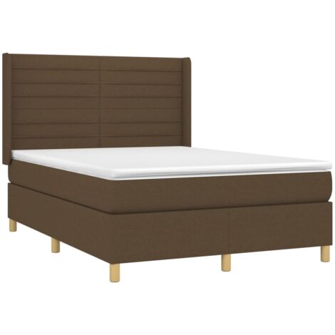 Letto a Molle Materasso e LED MarroneScuro 140x190cm in Tessuto vidaXL