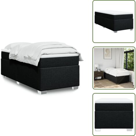 Letto a molle nero - vidaXL Giroletto a Molle con Materasso Nero 100x200 cm in Tessuto - Materasso a molle