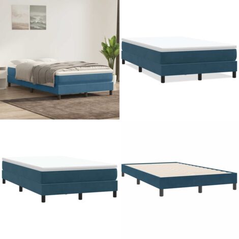 Letto a Molle senza Materasso Blu Scuro 120x220 cm in Velluto - Letto in velluto - Letto con molle