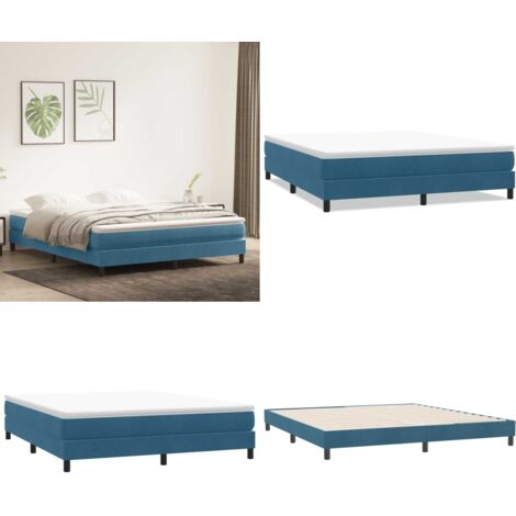 Letto a Molle senza Materasso Blu Scuro 180x220 cm Velluto - Letto a molle senza materasso - Letto in velluto