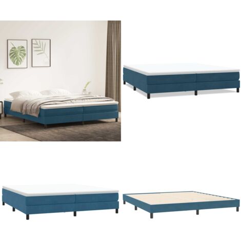 Letto a Molle senza Materasso Blu Scuro 200x220 cm in Velluto - Letto a molle senza materasso - Letto in velluto