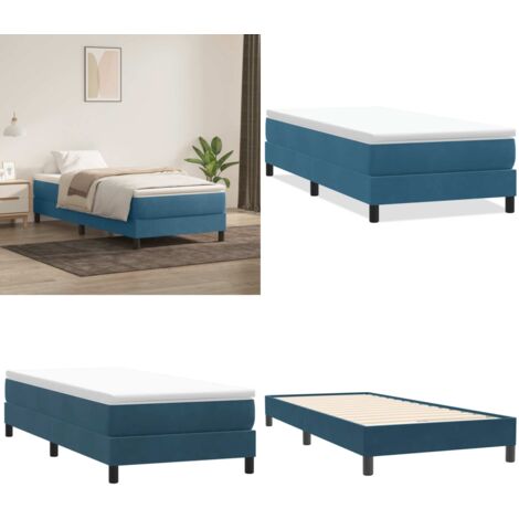 Letto a Molle senza Materasso Blu Scuro 80x220 cm Velluto - Letto a molle senza materasso - Letto in velluto
