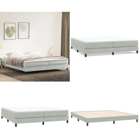 Letto a Molle senza Materasso Grigio Chiaro 200x220cm Velluto - Letto con molle - Letto in velluto