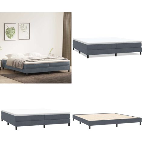 Letto a Molle senza Materasso Grigio Scuro 200x220 cm Velluto - Letto con molle - Letto in velluto