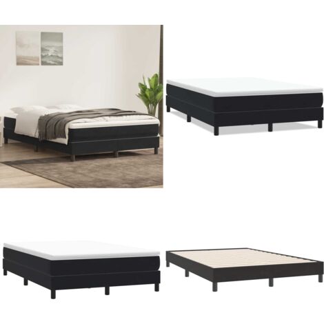 Letto a Molle senza Materasso Nero 140x220 cm in Velluto - Letto a molle senza materasso - Letto in velluto