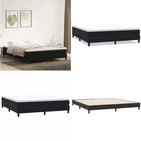 Letto a Molle senza Materasso Nero 180x220 cm in Velluto - Letto a molle senza materasso - Letto in velluto