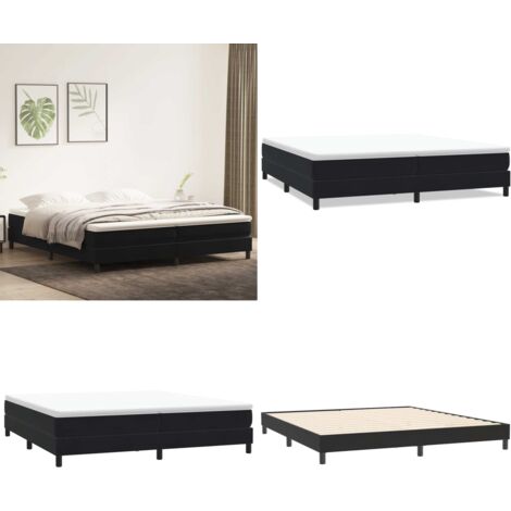 Letto a Molle senza Materasso Nero 200x220 cm in Velluto - Letto a molle senza materasso - Letto in velluto