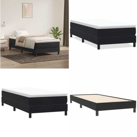 Letto a Molle senza Materasso Nero 80x220 cm Velluto - Letto a molle senza materasso - Letto a molle in velluto