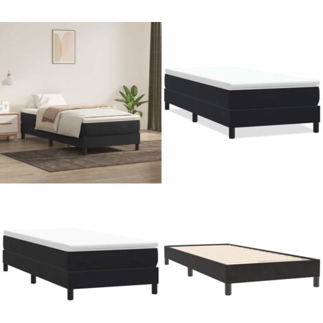 Letto a Molle senza Materasso Nero 90x220 cm in Velluto - Letto a molle senza materasso - Letto in velluto