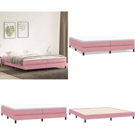 Letto a Molle senza Materasso Rosa 200x220 cm in Velluto - Letto a molle rosa - Letto a molle senza materasso