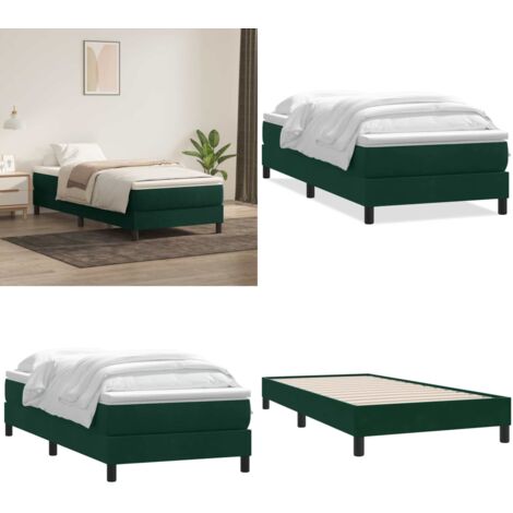 Letto a Molle senza Materasso Verde Scuro 200x220 cm Velluto - Letto con molle - Letto a molle senza materasso