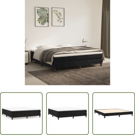 Letto a molle -  Struttura Letto a Rete a Molle Nero 180x200 cm in Velluto