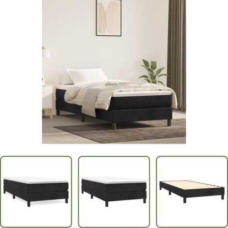 Letto a molle -  Struttura Letto a Rete a Molle Nero 90x200 cm in Velluto