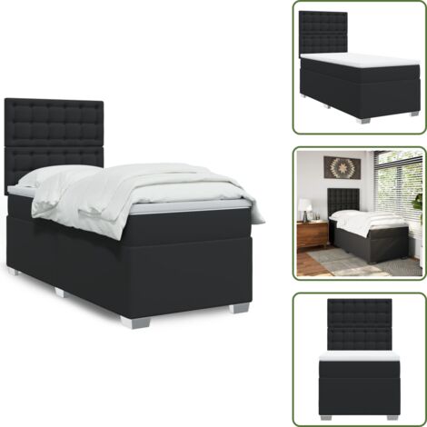 Letto a molle - vidaXL Giroletto a Molle con Materasso Nero 90x190 cm in Similpelle - Materasso con molle insacchettate