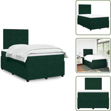 Letto a molle - vidaXL Giroletto a Molle con Materasso Verde Scuro 120x190 cm Velluto - Letto con testiera