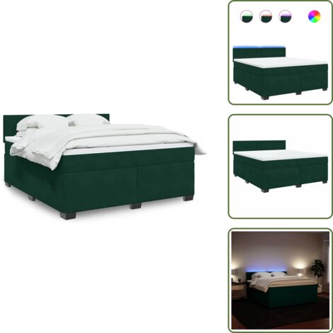 Letto a molle - vidaXL Giroletto a Molle con Materasso Verde Scuro 180x200 cm Velluto - Letto con testiera