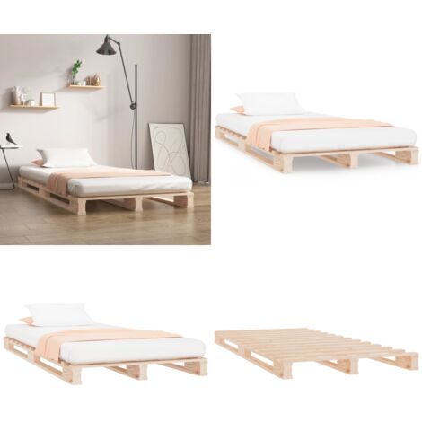 Letto a Pallet 100x200 cm in Legno Massello di Pino - Letto in legno massello - Letto in pino