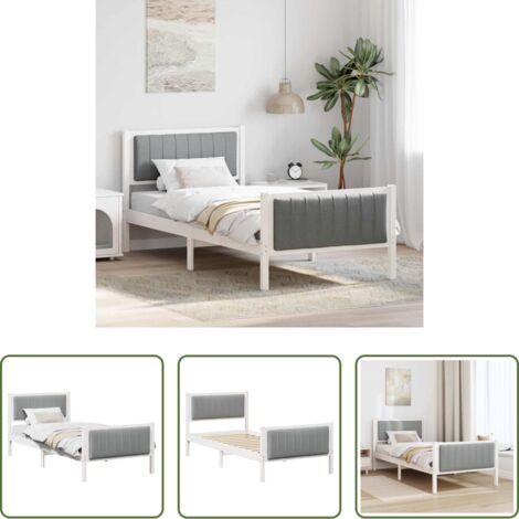 Letto a piattaforma -  Struttura del Letto Bianco e grigio chiaro 90 x 190 cm