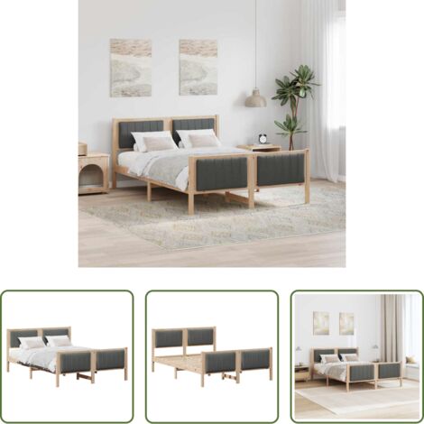 Letto a piattaforma -  Struttura del Letto marrone e grigio scuro 135 x 190 cm