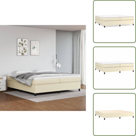Letto a rete - vidaXL Struttura Letto a Rete a Molle Crema 200x200 cm in Similpelle - Letto in similpelle