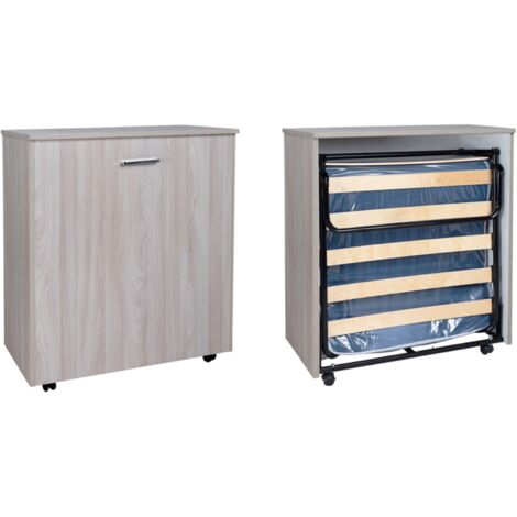 Letto a scomparsa estraibile salvaspazio con materasso 80x180 Olmo Grigio