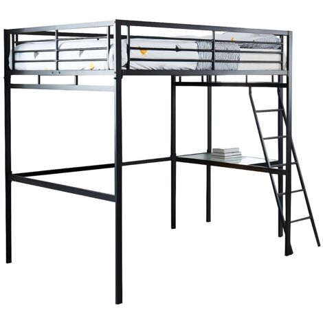 Letto a soppalco con spazio scrivania 140 x 190 cm Antracite - CASUAL II