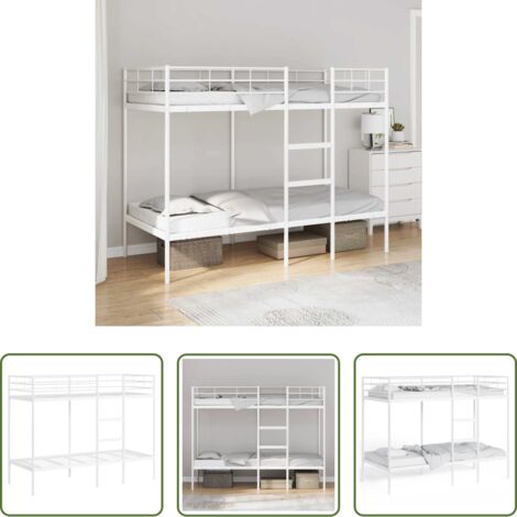 Letto a soppalco -  Letto a Castello senza Materasso Bianco 80x200 cm in Acciaio