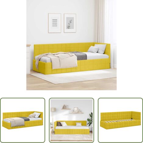 Letto ad angolo -  Cornice del letto ad angolo Giallo 80 cm x 200 cm Velluto