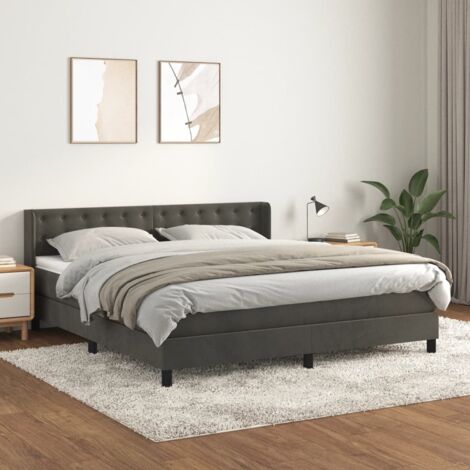 Letto adulto a Molle con Materasso,Struttura Letto Moderno,Giroletto per adulti Grigio Scuro 160x200 cm Velluto -BV94699