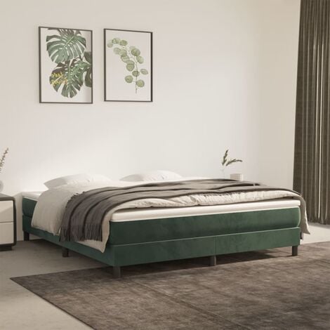 BONNEVIE Letto adulto a Molle,Struttura Letto elegante, Letto singolo,Giroletto per adulti Verde Scuro 180x200 cm in Velluto -BV20127