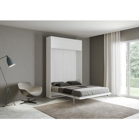 Letto alla francese a scomparsa 140 cm con pensile Bianco KENTARO