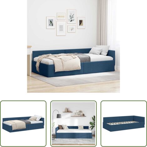 Letto angolare -  Cornice del letto ad angolo Blu 100 cm x 200 cm Tessuto