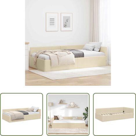 Letto angolare -  Cornice del letto ad angolo Crema 80 cm x 200 cm Tessuto