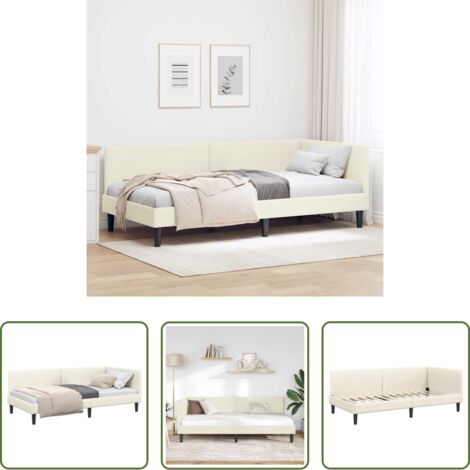 Letto angolare -  Cornice del letto ad angolo Crema 90 cm x 190 cm Velluto