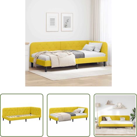 Letto angolare -  Cornice del letto ad angolo Giallo 100 x 200 cm Velluto