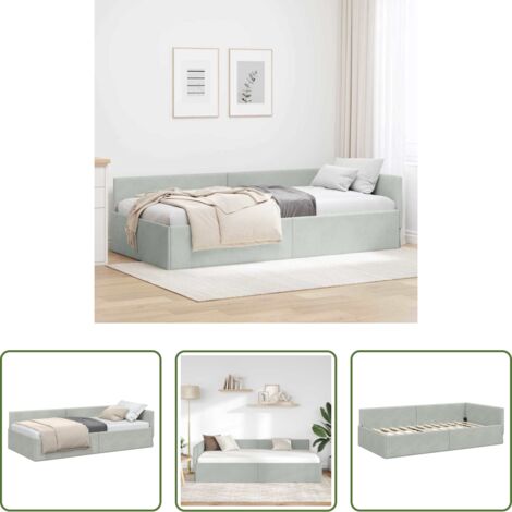Letto angolare -  Cornice del letto ad angolo Grigio chiaro 90 cm x 190 cm