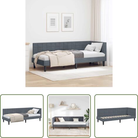 Letto angolare -  Cornice del letto ad angolo Grigio scuro 80 cm x 200 cm Velluto