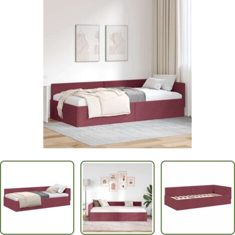 Letto angolare -  Cornice del letto ad angolo Rosso Vino 80 cm x 200 cm Tessuto