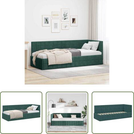 Letto angolare -  Cornice del letto ad angolo Verde Scuro 80 cm x 200 cm Velluto