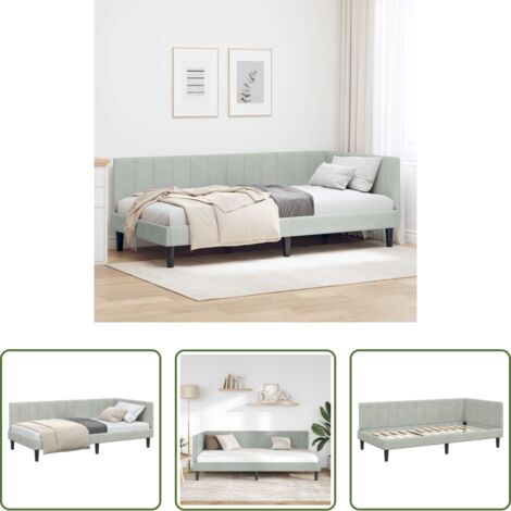 Letto angolo -  Cornice del letto ad angolo Grigio chiaro 100 cm x 200 cm