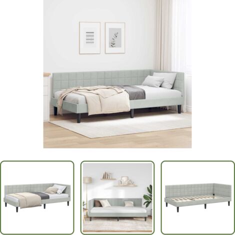 Letto angolo -  Cornice del letto ad angolo Grigio chiaro 100 cm x 200 cm