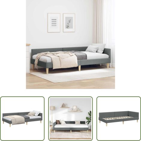 Letto angolo -  Cornice del letto ad angolo Grigio scuro 100 x 200 cm Tessuto