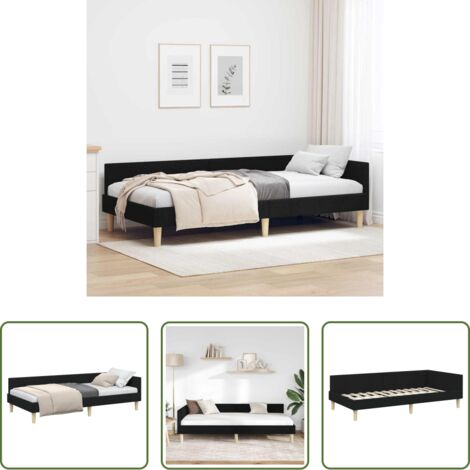 Letto angolo -  Cornice del letto ad angolo Nero 90 x 200 cm Tessuto