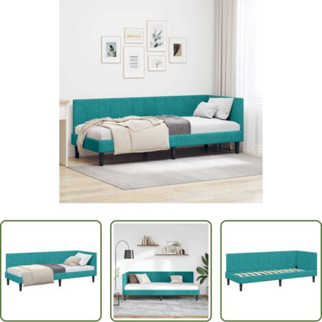 Letto angolo -  Cornice del letto ad angolo Turchese 80 cm x 200 cm Velluto