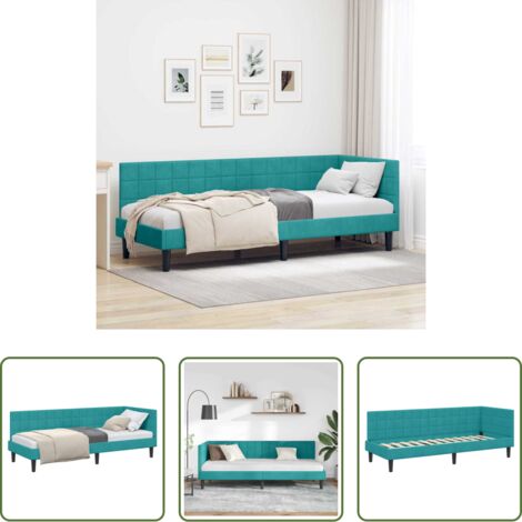 Letto angolo -  Cornice del letto ad angolo Turchese 80 cm x 200 cm Velluto