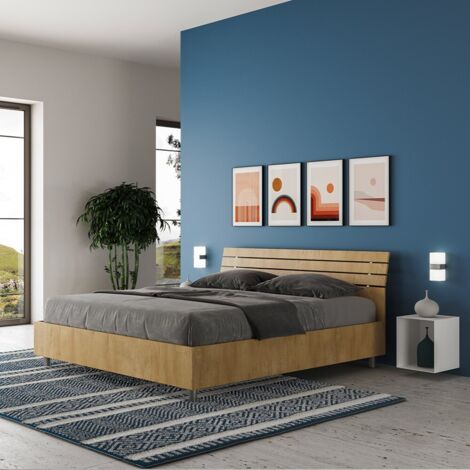 Letto Ankel con rete testata doghe Inclinata quercia 160x190