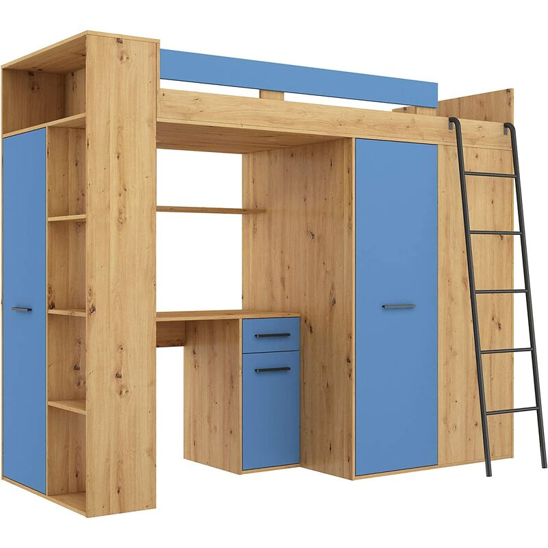 Bim Furniture - bureau d'écriture de chambre d'enfants verana p H190x120x236cm chêne bleu