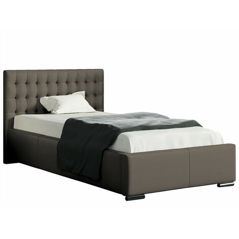 Letto 90x210cm singolo imbottito in similpelle bianco LIT121