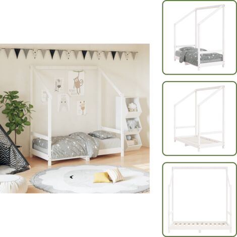 Letto bambino - vidaXL Giroletto per Bambini Bianco 70x140cm in Legno Massello di Pino - Letto in pino