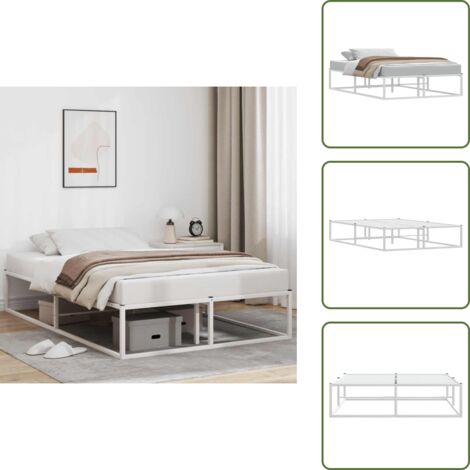 Letto bianco - vidaXL Giroletto senza Materasso Bianco 120x200 cm in Metallo - Letto con spazio sottostante